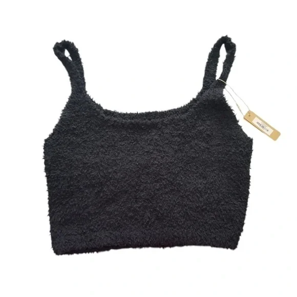Skims G1 Cozy Knit Crop Camisole Boucle Onyx Black 4X/5X NWT - Picture 2 of 5